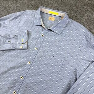 Tommy Bahama Jeans Mens XL Blue White Stripe Button Down Shirt Island Crafted
